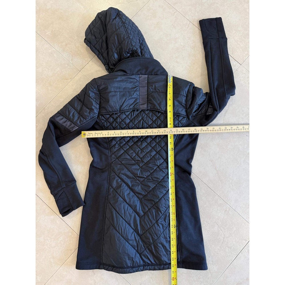 Athleta Plush Speed Hybrid Parka Jacket Black Small‎ 2-in-1 Removable Hood Vest - Picture 3 of 5